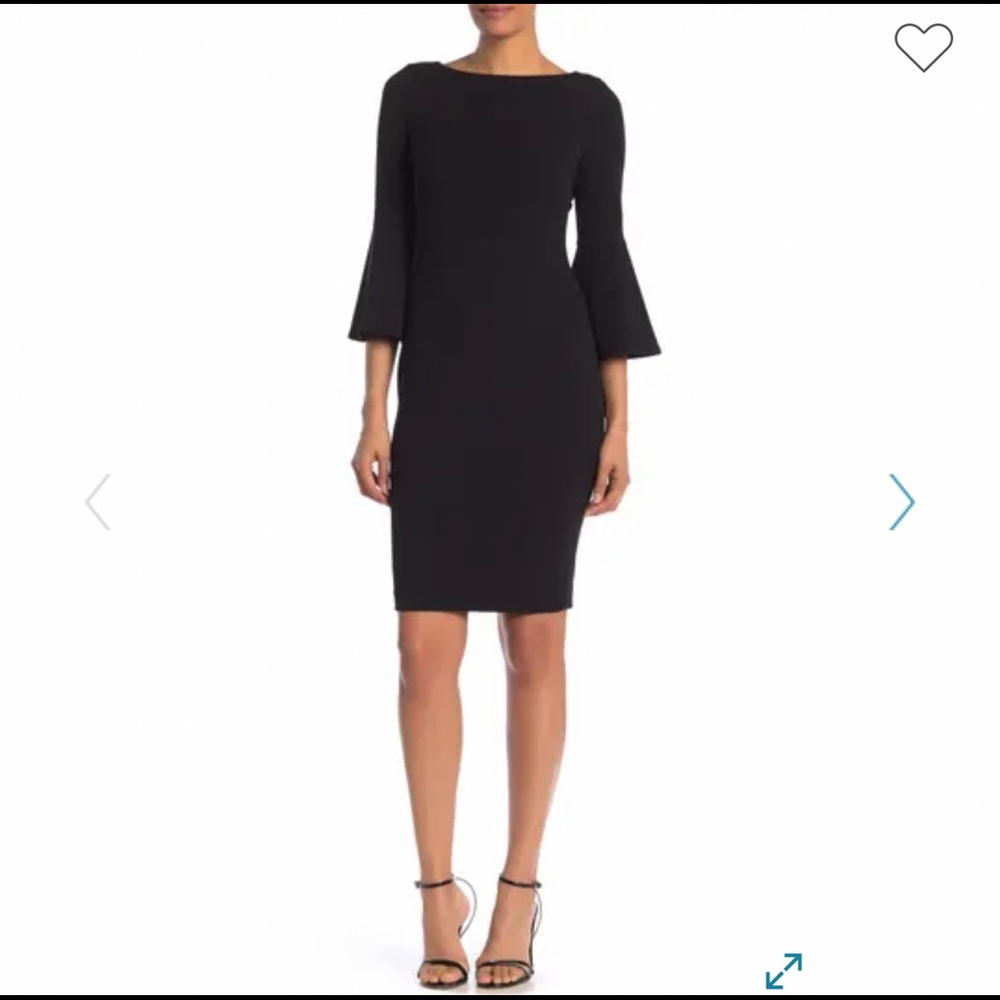 Calvin Klein black bell sleeve sheath dress
